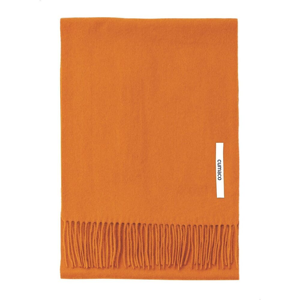 5256 07.orange Cashmere Scarf Large Thick